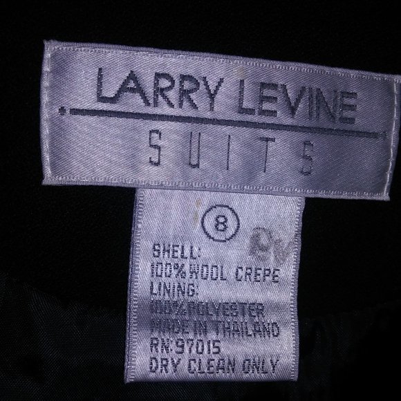 Larry Levine Suits Coat Jacket Size 8 Solid Black 100% Wool Crepe Double Breaste - Picture 3 of 16